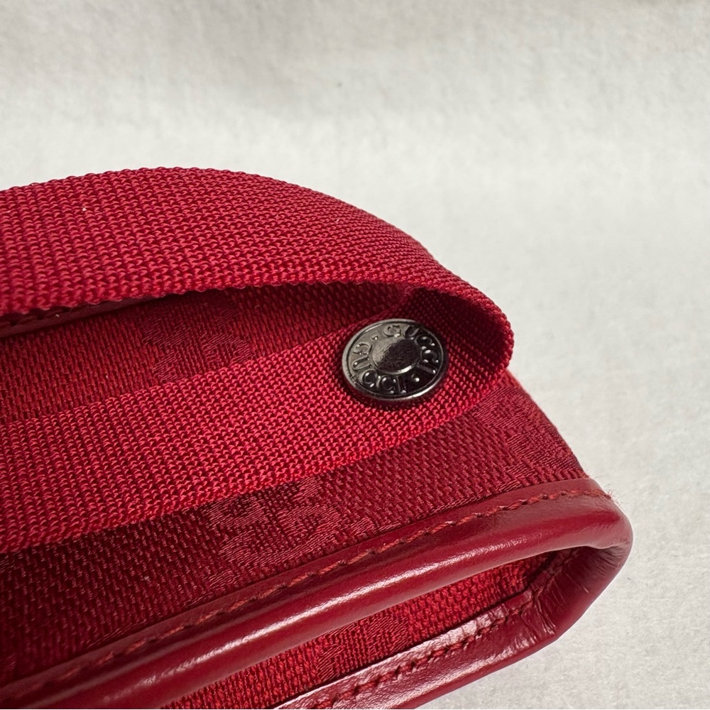 VTG GUCCI Red Belt Pouch Case GG Print Clip Old Cell Phone Pouch - Picture 5 of 15